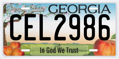 GA license plate CEL2986