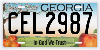 GA license plate CEL2987