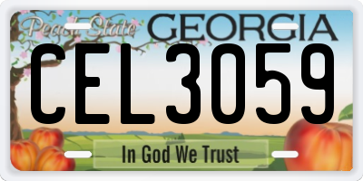 GA license plate CEL3059