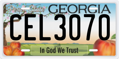 GA license plate CEL3070