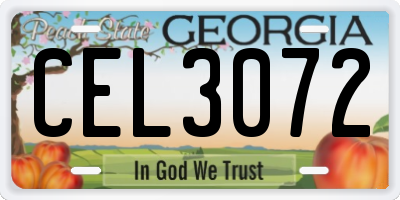 GA license plate CEL3072