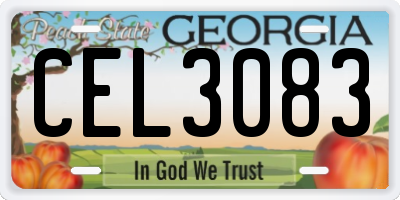 GA license plate CEL3083