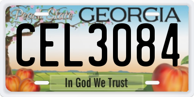 GA license plate CEL3084