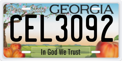 GA license plate CEL3092
