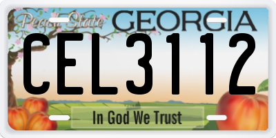 GA license plate CEL3112