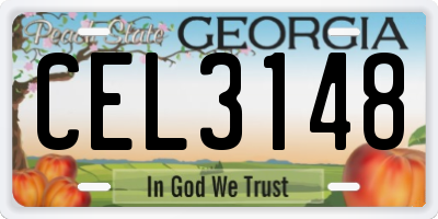 GA license plate CEL3148