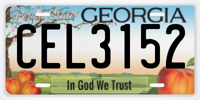 GA license plate CEL3152