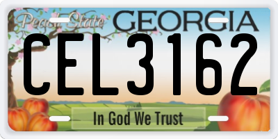 GA license plate CEL3162