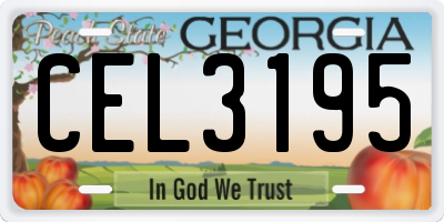 GA license plate CEL3195