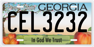 GA license plate CEL3232