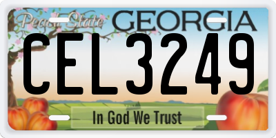GA license plate CEL3249