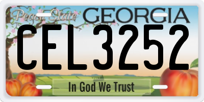 GA license plate CEL3252