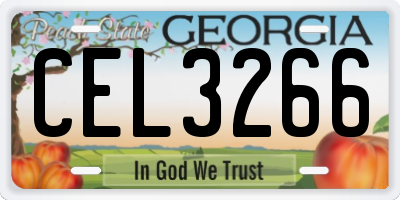 GA license plate CEL3266