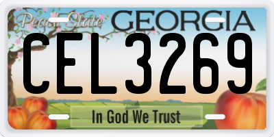 GA license plate CEL3269