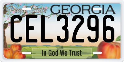 GA license plate CEL3296