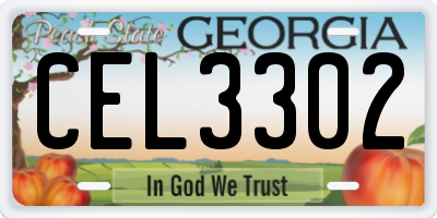 GA license plate CEL3302