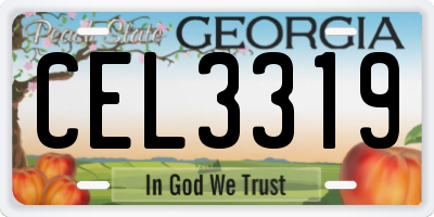 GA license plate CEL3319