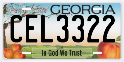 GA license plate CEL3322