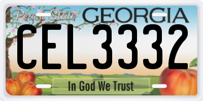 GA license plate CEL3332