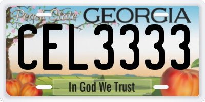 GA license plate CEL3333