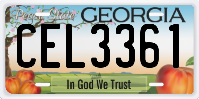 GA license plate CEL3361