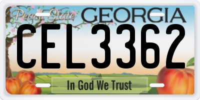 GA license plate CEL3362