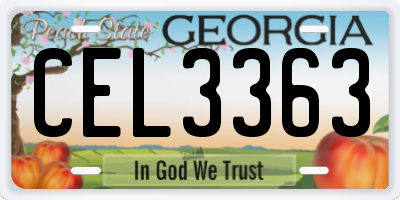 GA license plate CEL3363