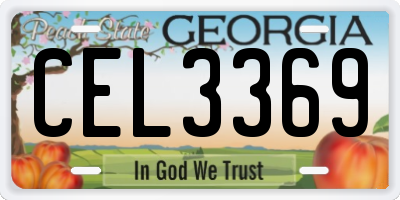 GA license plate CEL3369
