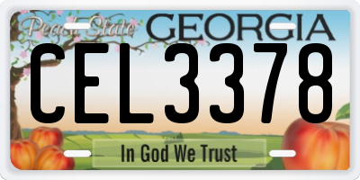 GA license plate CEL3378