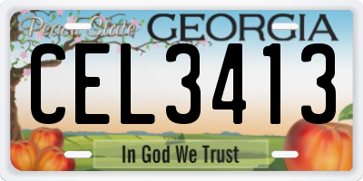 GA license plate CEL3413