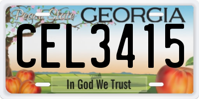 GA license plate CEL3415