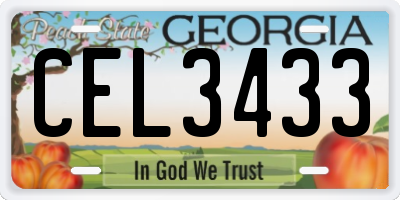 GA license plate CEL3433