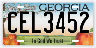 GA license plate CEL3452