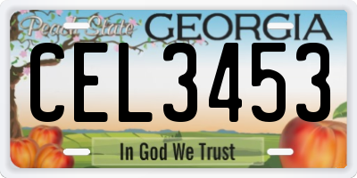GA license plate CEL3453