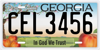 GA license plate CEL3456