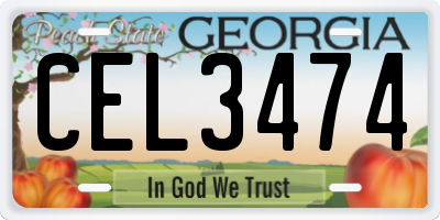 GA license plate CEL3474