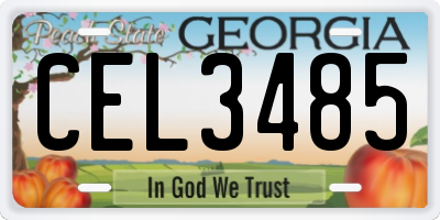 GA license plate CEL3485
