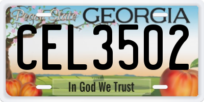 GA license plate CEL3502