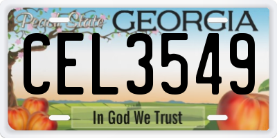 GA license plate CEL3549