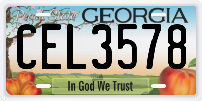 GA license plate CEL3578