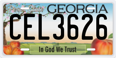 GA license plate CEL3626