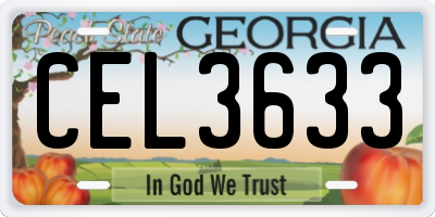 GA license plate CEL3633