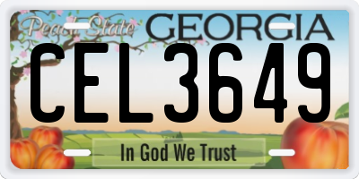 GA license plate CEL3649