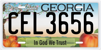 GA license plate CEL3656