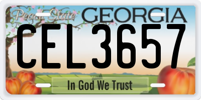 GA license plate CEL3657