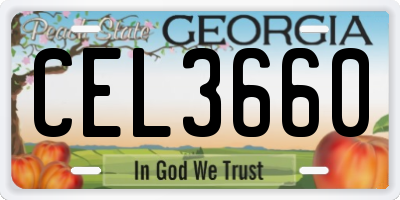 GA license plate CEL3660