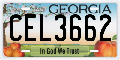 GA license plate CEL3662