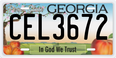 GA license plate CEL3672