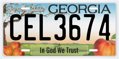 GA license plate CEL3674