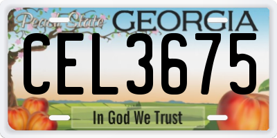 GA license plate CEL3675
